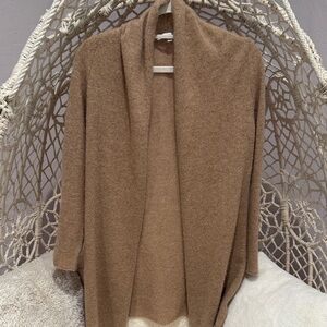 White + Warren Trapeze Women's cashmere Cardigan- camel